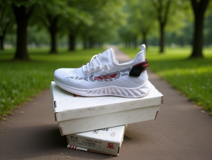 Scarpe da Corsa Unisex Bianche con Tomaia in Rete, Suola in Gomma, Intersuola in EVA, Confezione in Scatola, Modello 2058 - Product Image 2