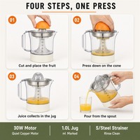 Presse-agrumes électrique silencieux 30W sans BPA, nouveau design, pour oranges et citrons, pour la cuisine à domicile