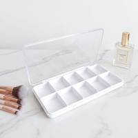 Palette de maquillage vide à 10 grilles avec couvercle transparent et base rose pour fard à paupières personnalisé et cosmétique