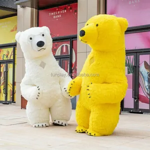 Giant inflatable mascot costume polar bear white pink yellow color 2m/2.6m/3m inflatable mascot costume for sale