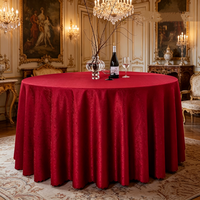 Nappe ronde imperméable en jacquard floral vintage, housse de table durable en polyester de couleur unie pour hôtel, banquet, restaurant