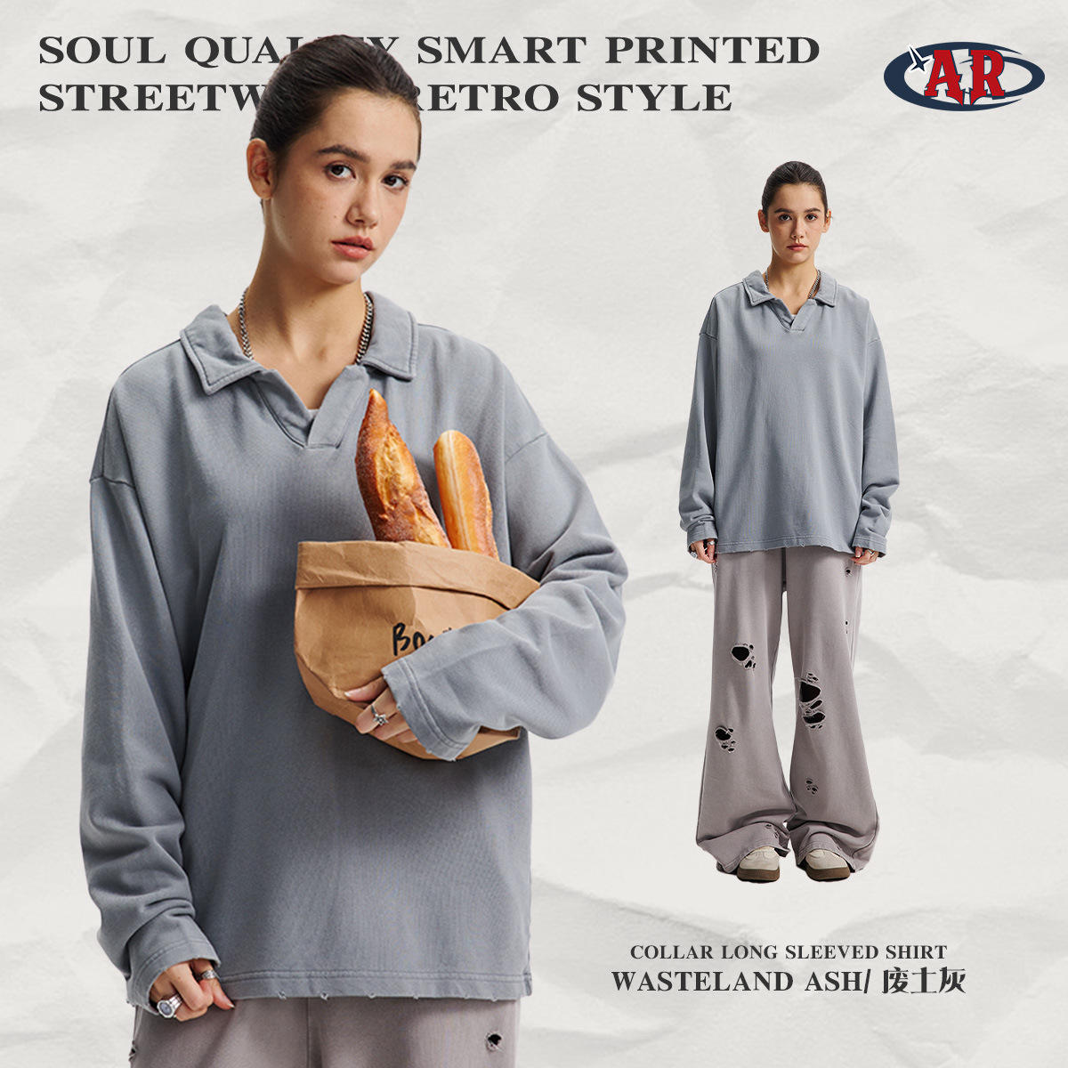 C35เสื้อสเวตเตอร์-สีเทาดินแดนรกร้าง