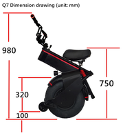 Vente en gros de trottinettes à une roue pour adultes de 18 pouces, 1000 W, couleur noire, monocycle électrique à une roue