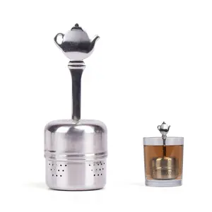 High Capacity 304 Stainless Steel Tea Strainer Filter with Teapot Shaped Handle