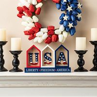 Décoration de table patriotique Art Déco en bois encadrée pour la Fête de l'Indépendance des États-Unis, faite à la main, multifonctionnelle, pour salon