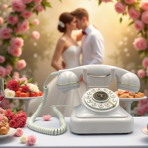 Las mejores ofertas, decoración de fiesta de boda blanca Retro, máquina de mensajes de Audio para invitados de boda blanca nueva, grabadora de voz de teléfono con cable para - Product Image 5