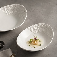 Assiette ovale en céramique de style nordique, compatible micro-ondes, pour légumes, fruits de mer/sashimi, cuisine française, raviolis, plats de viande braisée