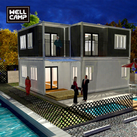 WELLCAMP Maison Conteneur Moderne à Deux Étages en Kit, Vans Conteneurs Vacances, Villa Préfabriquée Personnalisée de Haute Qualité