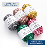 JP Metallic Color 100% Polyester Crochet Yarn Woven Yarn Hand Knitting Craft Strip Chunky Yarn