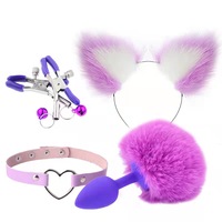 4-in-1 Clip-Kragen-Hintern-Plug für Katzen im Garten, Anal-Plug mit Fuchsschwanz für Erwachsene, Sexspielzeug, Anal-Plug mit Schwanz