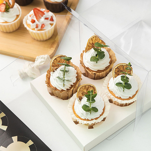 Papelão Cupcake Muffin Box Transparente/8 Pode Ser Personalizado Pode Levar A Bandeja De Festa 4/6 PET Coberto Branco Artesanal OEM - Product Image 3