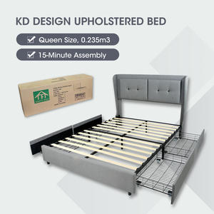 Vente en gros de plate-forme à <span class=keywords><strong>lattes</strong></span> en bois à support solide cadre de lit rembourré de luxe king queen <span class=keywords><strong>200x200</strong></span> avec tête de lit bleu foncé - Product Image 2