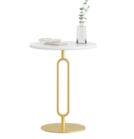 Ensemble de tables basses modernes de luxe, table basse ronde, table basse en pierre frittée dorée