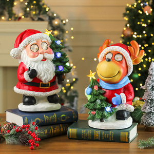 Tree-shaped resin Santa Claus light-up music box ornament, Christmas decoration, Christmas Valentine's Day gift for children. - Product Image 3