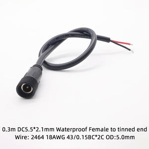 Водонепроницаемый разъем DC 5.5*2.1 мм (штекер/гнездо) с замком, 2-контактный адаптер питания DC, кабель-провод 18AWG из меди в ПВХ-оболочке - Product Image 6