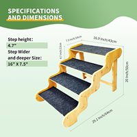 Rampe pour chien 2-en-1 en bois pour lit et canapé, escalier pliable pour animaux de compagnie avec 2 hauteurs réglables et surface antidérapante en feutre.