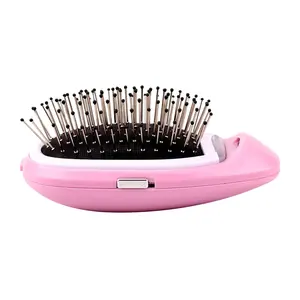 Mini Hair Straightener Brush For Curly Hair Modeling Styling Electric Smoothing Comb With Negative Ionic
