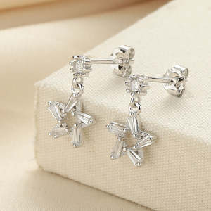 Pendientes de Plata de Ley 925 con Circonitas en Forma de Estrella para Niñas y Mujeres, Opción de Regalo Moderna con Baño de Oro/Oro Rosa/Rodio - Product Image 3