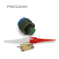 Connecteur circulaire industriel PSCCONN série D38999 à 6 broches, finition olive drab cadmium, blindage EMI, prise à verrouillage rapide