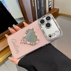 Cartoon Diamond Love Mobile Phone case for iPhone 17 Air 16 15 Pro Max 3D Glitter cute Camera KT Cat <b>Bow</b> glass DIY back Cover - Product Image 6
