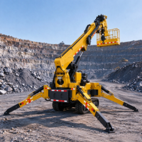 Mini-grue araignée sur chenilles, équipement de levage aérien multifonctionnel, mini-grue hydraulique à stabilisateurs pour levage en intérieur