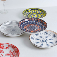 Nouvelle conception, assiette ronde en céramique personnalisée, vente en gros, style bohème, assiette à dîner pour mariage
