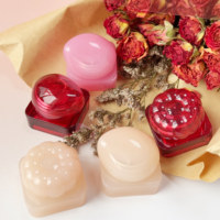 Wadah krim bentuk merah muda imut stoples Perona bibir 5g plastik kosmetik desain baru dengan tutup mangga dan tutup labu