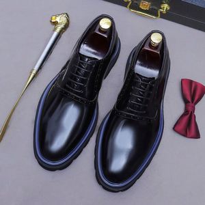 Zapatos de Oficina para Hombre de Alta Calidad, Transpirables, con Cordones, Ligeros, Antideslizantes, con Suela Gruesa, de Cuero Negro, Estilo Mocasín - Product Image 4