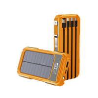 Banque d'énergie solaire étanche de grande capacité avec câbles intégrés 10000mah 20000mah charge rapide universelle CE ROHS FCC noir/rouge