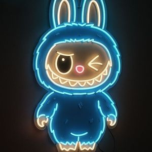 Enseigne néon LED IP65 <span class=keywords><strong>Rab</strong></span> dessin animé, guirlandes lumineuses à intensité variable, décoration murale mignonne, accessoires de fête d'anniversaire, à suspendre pour chambre de fille - Product Image 1