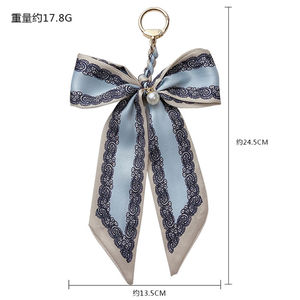 Tas kulit syal pita modis buatan tangan, rantai kunci dekorasi rumbai sutra, gantungan kunci mobil, Aksesori liontin tas tangan - Product Image 6