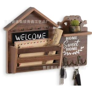 Wooden <b>Wall</b> <b>Mounted</b> Mail And Key Organizer With Storage <b>Shelf</b> For Entryway Home Decor - Product Image 1