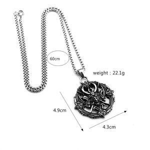 Colgante de Acero Inoxidable para Hombre, Diseño Geométrico con Espada y Casco de Samurái Japonés Hannya, Joyería de Regalo - Product Image 5