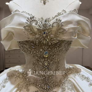 Lsjj162 Shoulder Sweetheart Crystal Beaded Floor-Length Appliques Ball Gown <b>Wedding</b> Baroque Embroidery Bridal Stock for - Product Image 3