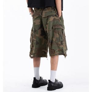 Summer High Quality Comfy Cotton Casual Cargo <b>Shorts</b> Custom logo Baggy Pants 7 Pockets Distressed Camouflage Men's <b>Shorts</b> - Product Image 3