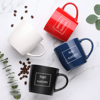 Mug en porcelaine personnalisé avec logo du fabricant, cadeau personnalisé, rouge et noir, mug à café en céramique promotionnel pour café