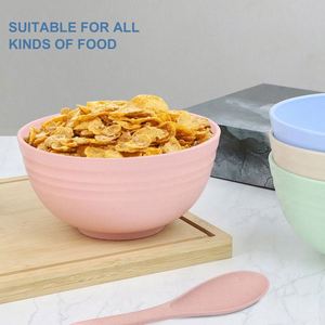 Juegos de Vajilla de Paja de Trigo, Platos, Tazones y Tazas, Vajilla de Plástico Ligera e Irrompible para Acampar, Apta para Microondas y Lavavajillas - Product Image 4