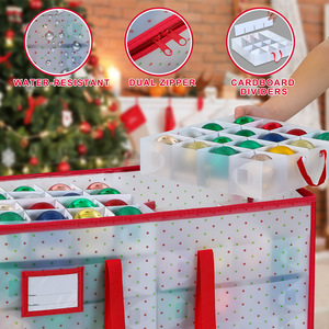 Polka Dots <b>Christmas</b> Ornament Storage <b>Bag</b> Oxford Cloth 60x30x30cm Waterproof Moisture Proof 128 Compartment Detachable - Product Image 3