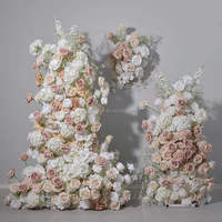 Arche de fleurs en forme de tour de gâteau en soie artificielle en gros, décoration de mariage, arrangement de roses écologique pour l'intérieur/l'extérieur