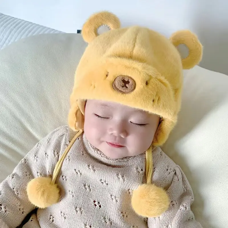 Bán Buôn Tùy Chỉnh Mùa Đông Bé Earmuff Sang Trọng Mũ Ấm Trẻ Em Của Khăn Dễ Thương Gấu Toddler Tai Mũ Bảo Vệ