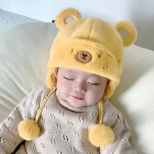 Großhandel Custom Winter Baby Ohren schützer Plüsch Warme Hüte Kinder schal Netter Bär Kleinkind Gehörschutz kappen