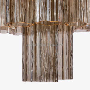 Lámpara de Araña Moderna de Cristal de <span class=keywords><strong>Murano</strong></span> Gris con Tubos de Cristal Texturizados de 5 Capas para Restaurante, Cafetería, Sala de Estar - Product Image 3
