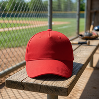 Casquette de baseball unisexe 5 panneaux de haute qualité rouge, fabriquée au Pakistan par Azonix Industry, qualité supérieure, modèle standard, vente en gros