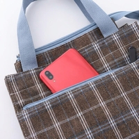 Sac fourre-tout à carreaux sur mesure, grande capacité, en tissu imperméable avec doublure TC, idéal pour les trajets quotidiens et les repas.