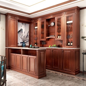 מזנון מעץ מלא בסגנון אמריקאי וינטג' של סופיה, עם אפשרות לתלייה על הקיר וקיבולת גדולה, מתאים לבית בסגנון כפרי, בר ביתי וסלון. - Product Image 4