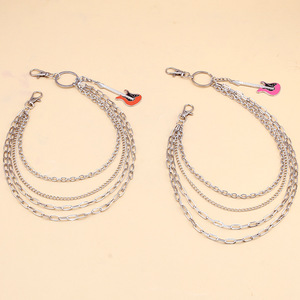 Chaîne de taille multicouche en métal avec pendentif guitare, style punk, chaîne de corps tendance pour usage quotidien, unisexe, en alliage de zinc - Product Image 4