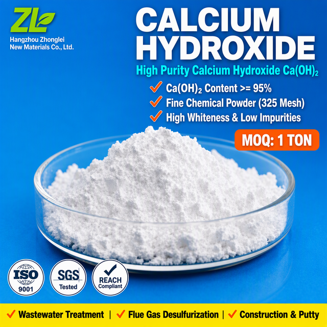 Hydrated Lime Calcium Hydroxide Ca(OH)2 Industrial Grade Powder 95% Min ASTM C110 Physical Testing on Request