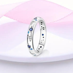 Anillo de Eternidad Constellation T0534, Plata 925, Zafiro y Diamantes con Engaste Pavé, Unisex, para Uso Diario - Product Image 5