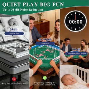 Tapis de jeu de mahjong de qualité supérieure avec support en caoutchouc, motif fleur de prunier vert foncé, parfait pour les <span class=keywords><strong>jeux</strong></span> de société et les <span class=keywords><strong>jeux</strong></span> de cartes - Product Image 5
