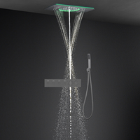 Ensemble de douche LED moderne 600x330mm avec colonne de douche pluie en acier inoxydable et mitigeur cascade